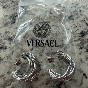 Silver Twisted Multi-Strand Hoop Earrings